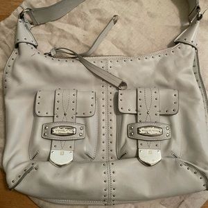 Michael Kors studded white leather hobo bag